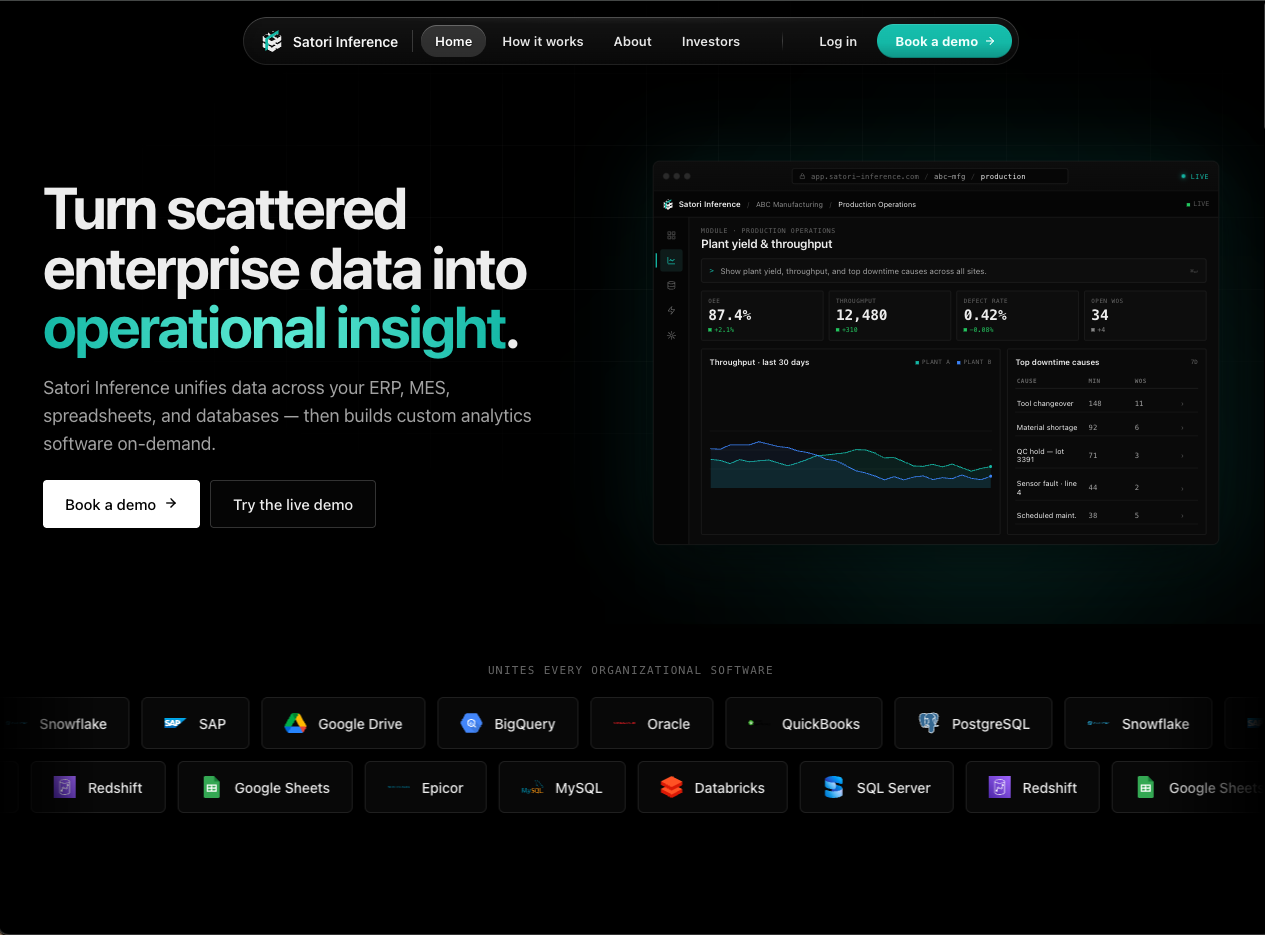Satori Inference: The Agentic Data Platform for Manufacturing
